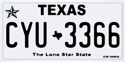 TX license plate CYU3366