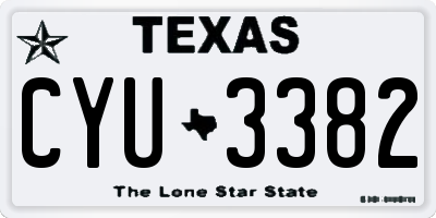 TX license plate CYU3382