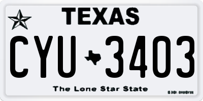 TX license plate CYU3403