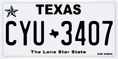 TX license plate CYU3407