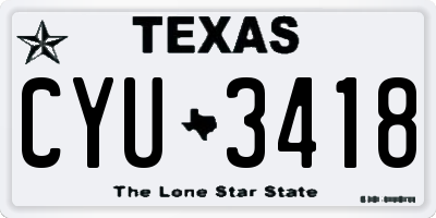 TX license plate CYU3418