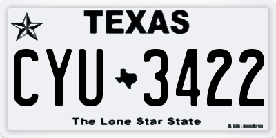 TX license plate CYU3422