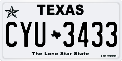 TX license plate CYU3433