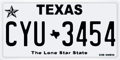 TX license plate CYU3454