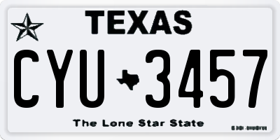 TX license plate CYU3457