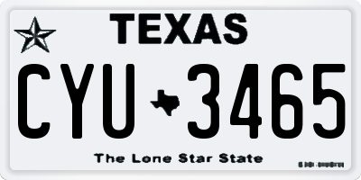 TX license plate CYU3465