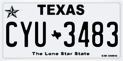 TX license plate CYU3483