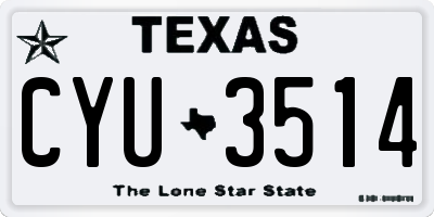 TX license plate CYU3514