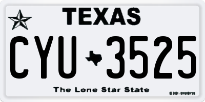TX license plate CYU3525