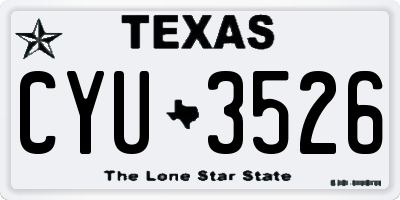 TX license plate CYU3526