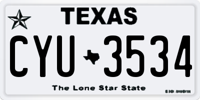 TX license plate CYU3534