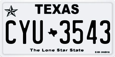 TX license plate CYU3543