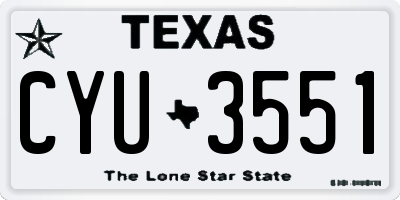 TX license plate CYU3551