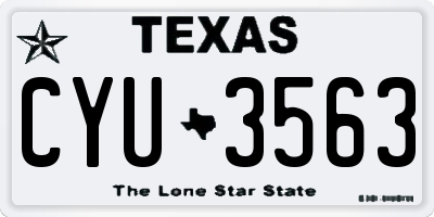 TX license plate CYU3563