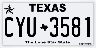 TX license plate CYU3581