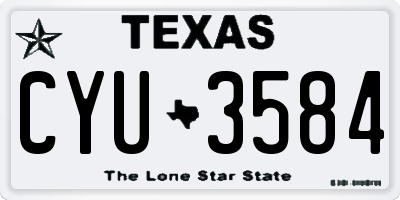 TX license plate CYU3584