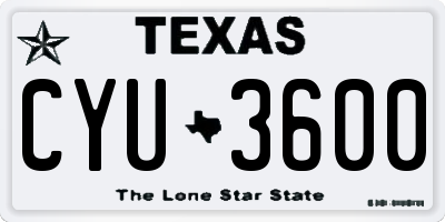 TX license plate CYU3600