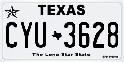 TX license plate CYU3628