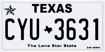 TX license plate CYU3631