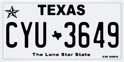 TX license plate CYU3649
