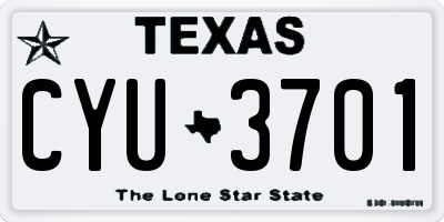 TX license plate CYU3701
