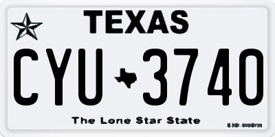TX license plate CYU3740