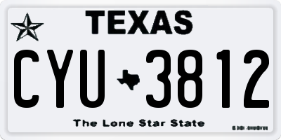 TX license plate CYU3812