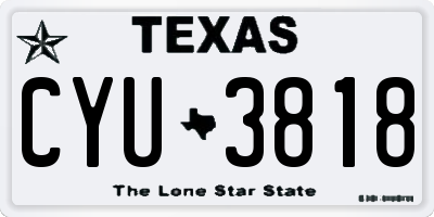 TX license plate CYU3818