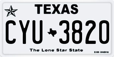 TX license plate CYU3820