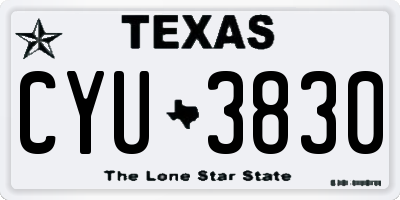 TX license plate CYU3830