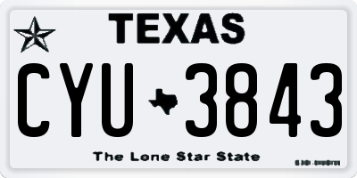 TX license plate CYU3843