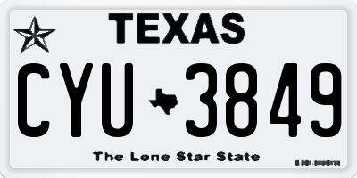 TX license plate CYU3849