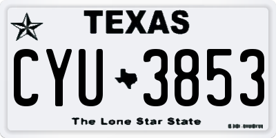 TX license plate CYU3853