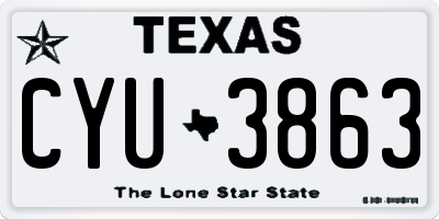 TX license plate CYU3863