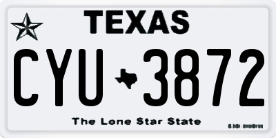 TX license plate CYU3872