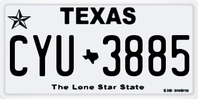 TX license plate CYU3885