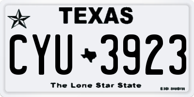 TX license plate CYU3923