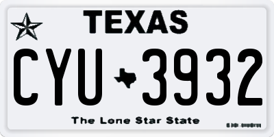 TX license plate CYU3932