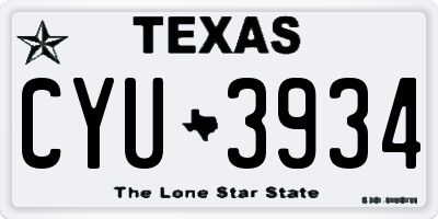 TX license plate CYU3934
