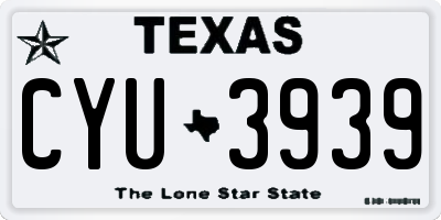 TX license plate CYU3939