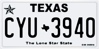 TX license plate CYU3940