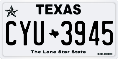 TX license plate CYU3945