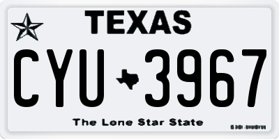 TX license plate CYU3967