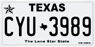 TX license plate CYU3989