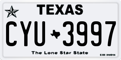 TX license plate CYU3997