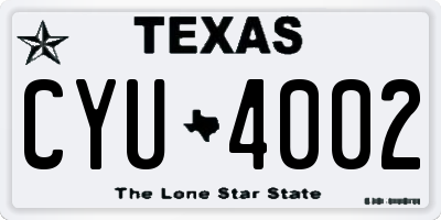 TX license plate CYU4002