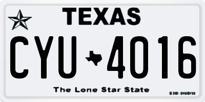 TX license plate CYU4016