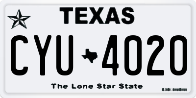TX license plate CYU4020