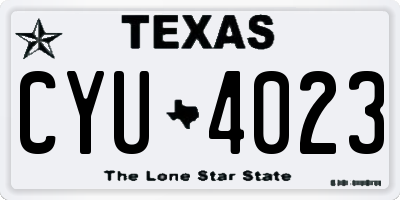 TX license plate CYU4023