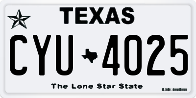 TX license plate CYU4025